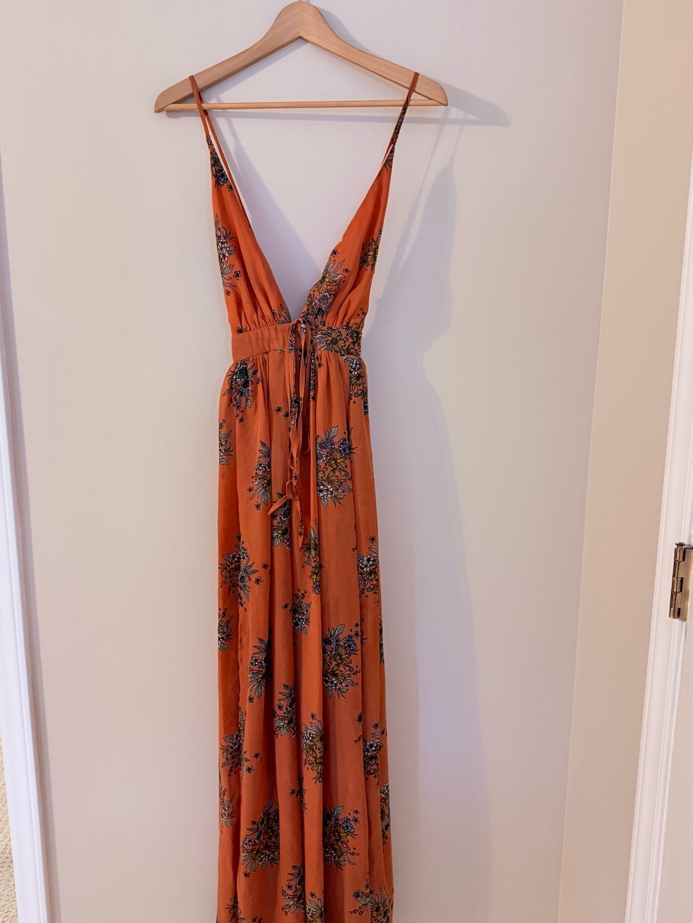 MIND CODE • Rust Orange Floral Maxi Dress